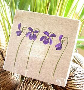 Provencal canvas, linen painting (violettes)